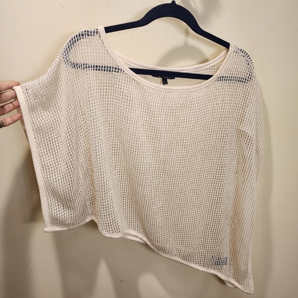 Um Gee Ivory Fishnet High Low boho top size L - Picture 6 of 9